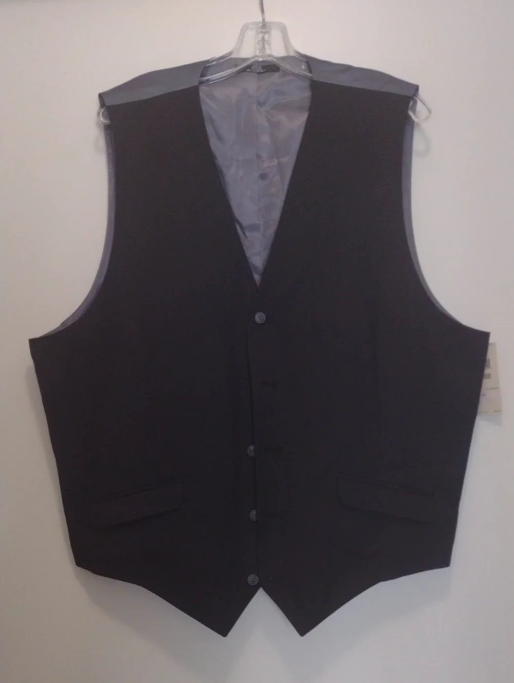 Haggar Men's Black Dress Vest with Gray Lining (J1295)